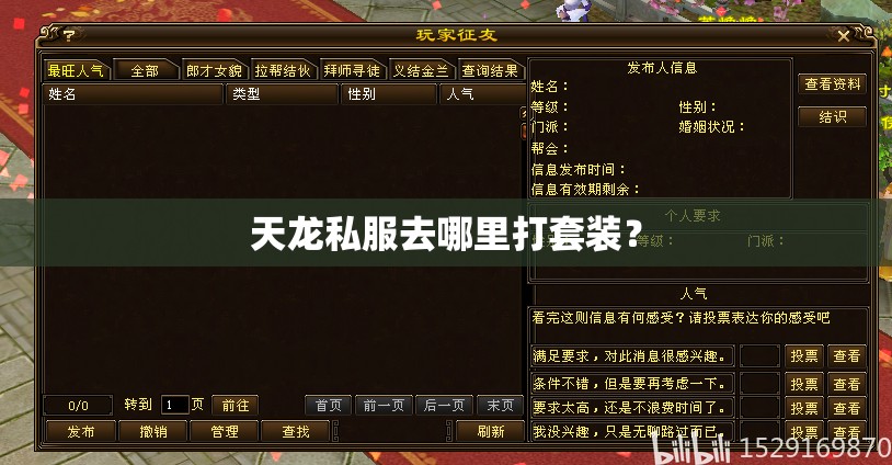 天龙私服去哪里打套装? 天龙私服去哪里打套装?